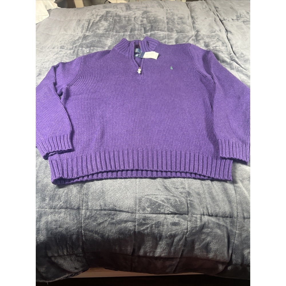 Ralph Lauren Purple Quarter-Zip Knit Sweater